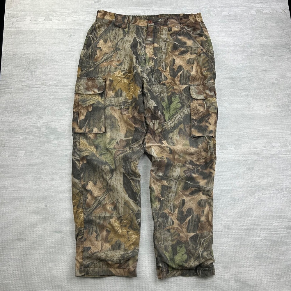 Vintage 90s White Water Outdoors Camo Real Tree Cargo Pants Size Large Brown